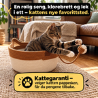Kloreredet – Flettet katteseng med innebygd klorebrett